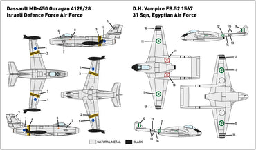 Miniwing-Plastic MINI355 Ouragan vs Vampire Dogfight Set 1:144