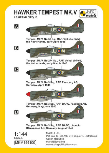 Mark I Models MKM144100 1:144 Hawker Tempest Mk.V 'Le grand cirque'