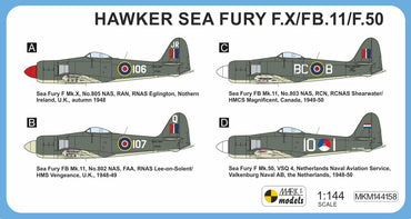 Mark I Models MKM144158 1:144 Hawker Sea Fury F.X/FB.11/F.50 'Early Schemes'