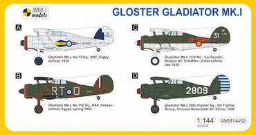 Mark I Models MKM14452 1:144 Gloster Gladiator Mk.I Last Biplane Fighter