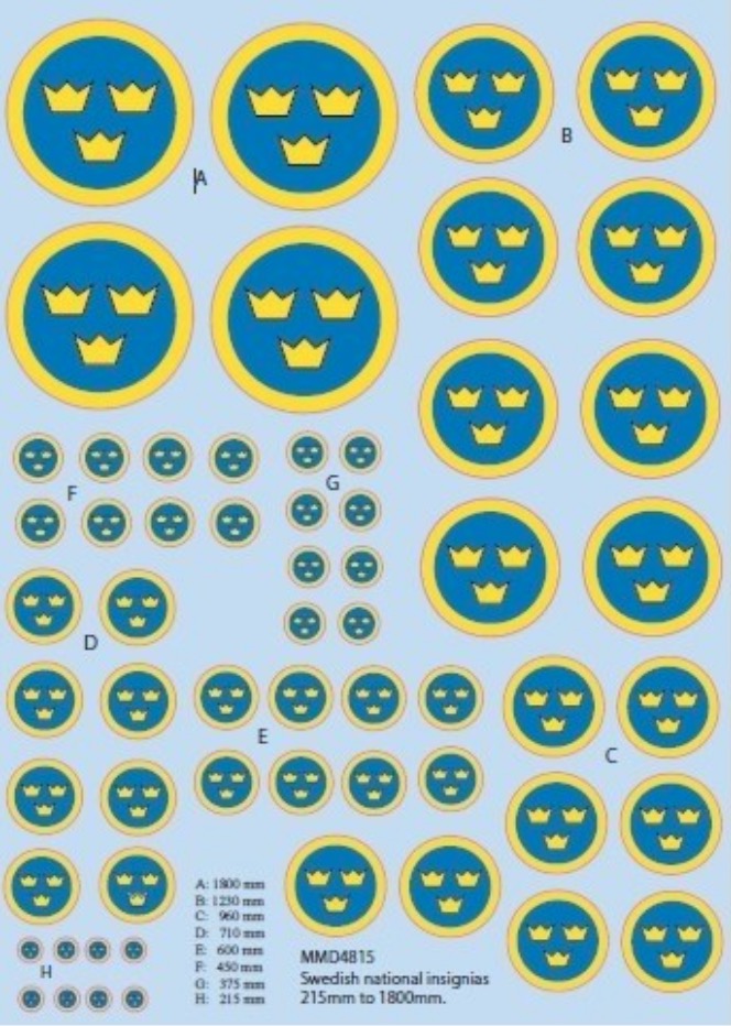 Maestro Models MMMD4815 1:48 Swedish airforce national insignias