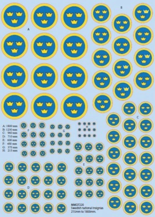 Maestro Models MMMD7220 1:72 Swedish airforce national insignias