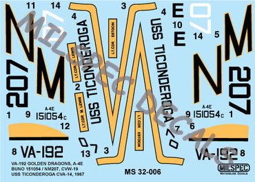 Milspec MPEC32006 1:32 Douglas A-4E Skyhawk VA-192 GOLDEN DRAGONS 1967
