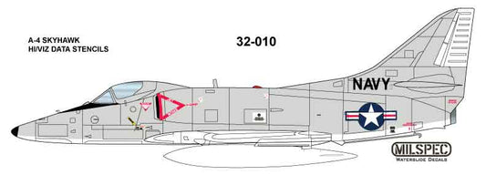 Milspec MPEC32010 1:32 Douglas A-4 Skyhawk HI/VIZ DATA STENCILS