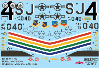 Milspec MPEC32019 1:32 McDonnell F-4E Phantom 4th TFW 1984 SEYMOUR JOHNSON AFB