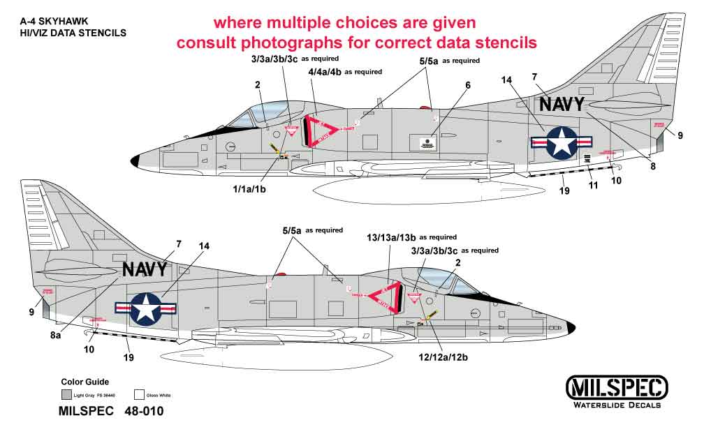 Milspec MPEC48010 A-4 Skyhawk Hi-Viz Data Stencils 1:48