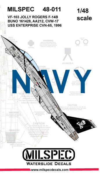 Milspec MPEC48011 1:48 Grumman F-14A Tomcat VF-103 JOLLY ROGERS 1981 USS Nimitz