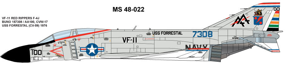 Milspec MPEC48022 1:48 McDonnell F-4J Phantom VF-11 RED RIPPERS 1976