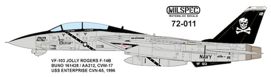 Milspec MPEC72011 1:72 Grumman F-14A Tomcat VF-103 JOLLY ROGERS 1981 USS Nimitz