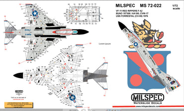 Milspec MPEC72022 1:72 McDonnell F-4J Phantom VF-11 RED RIPPERS 1976