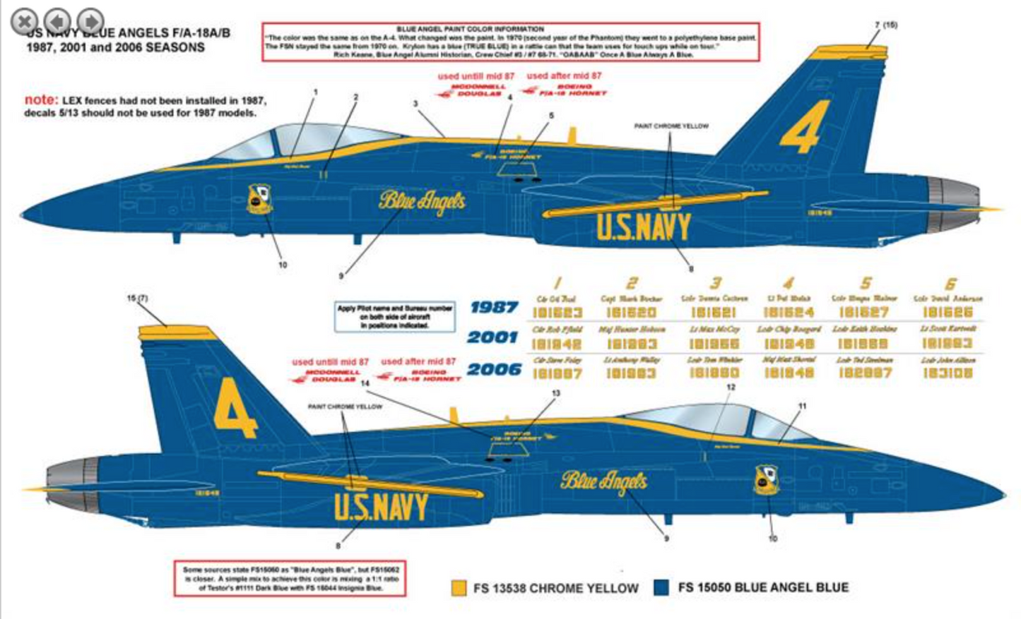 Milspec MPEC72053 1:72 McDonnell-Douglas F/A-18A/B/C/D Hornet US Navy Blue Angel