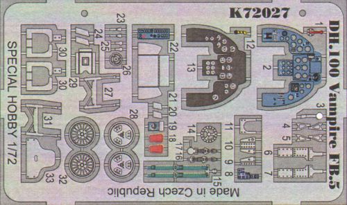 MPM MPMK72027 DH Vampire FB.5 Colour PE Detail Set 1:72