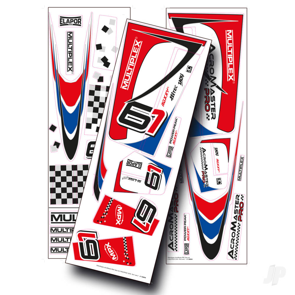 Multiplex AcroMaster Decals Blue / Red 1-00856