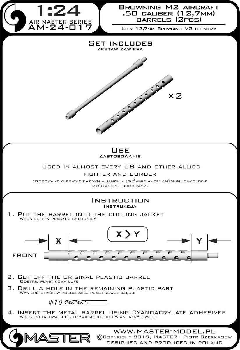 Master MR24-017 1:24 Browning M2 aircraft .50 caliber