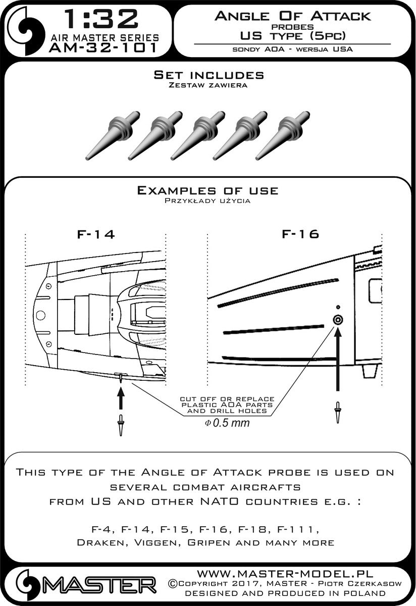 Master MR32-101 1:32 Angle Of Attack probes