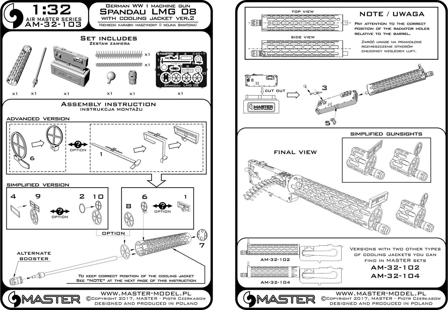 Master MR32-103 1:32 German WW I machine gun Spandau LMG 08
