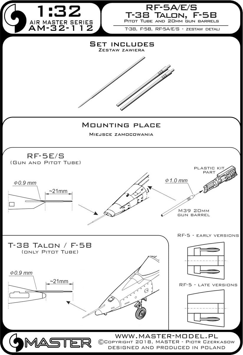Master MR32-112 1:32 Northrop T-38 Talon / F-5B / RF-5A, E, S
