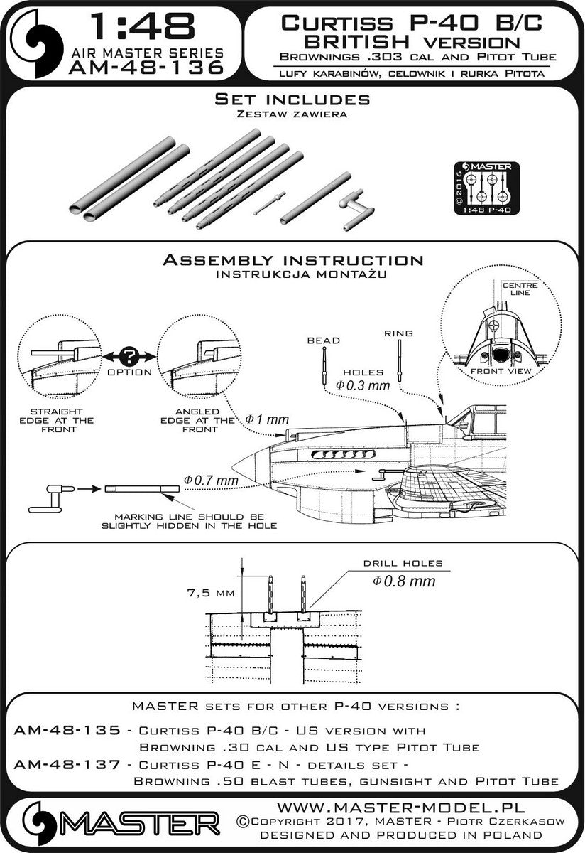 Master MR48-136 1:48 Curtiss P-40B/P-40C Tomahawk II