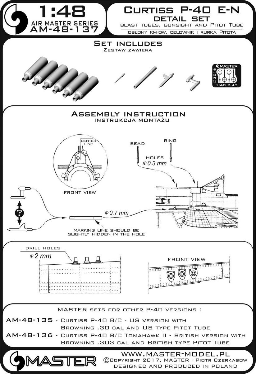 Master MR48-137 1:48 Curtiss P-40E to P-40N