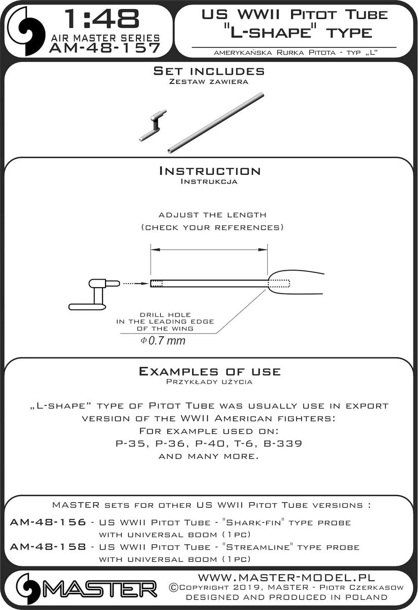 Master MR48-157 1:48 US WWII Pitot Tube