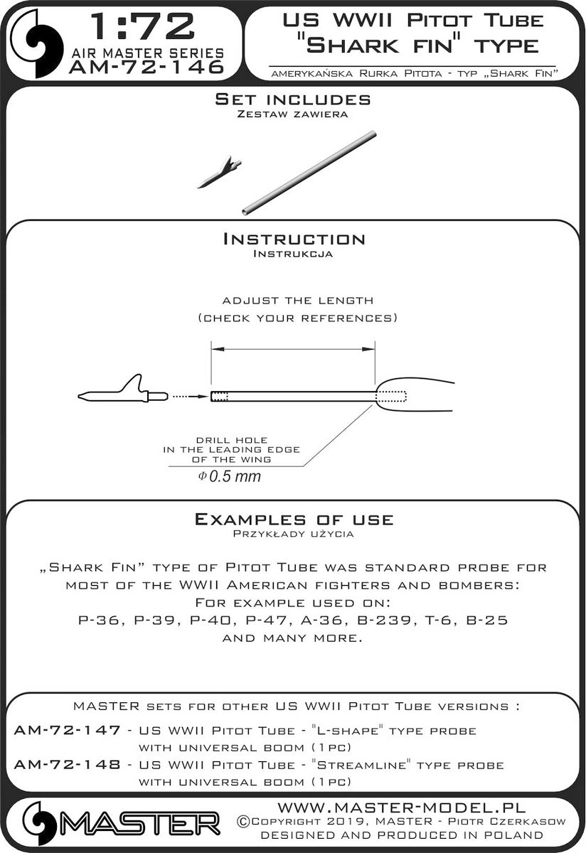 Master MR72-146 1:72 US WWII Pitot Tube