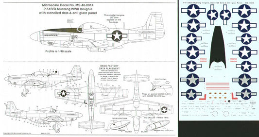 Microscale MS48014 P-51A/B/D Mustang Insignia & Stencils 1:48