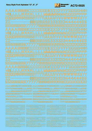 Microscale MS72025 1:72 U.S.Navy Style Font-Yellow