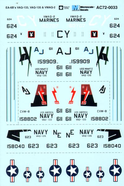 Microscale MS72033 1:72 Grumman EA-6B VAQ-133, VAQ-135 & VMAQ-2