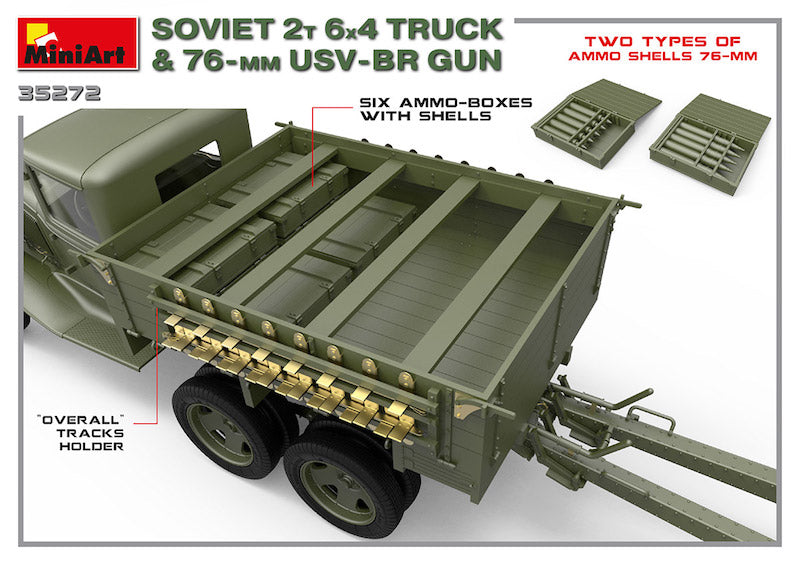 MiniArt MT35272 1:35 Soviet 2T 6X4 TRUCK & 76mm USV-BR GUN HIGHLY DETAILED MODEL