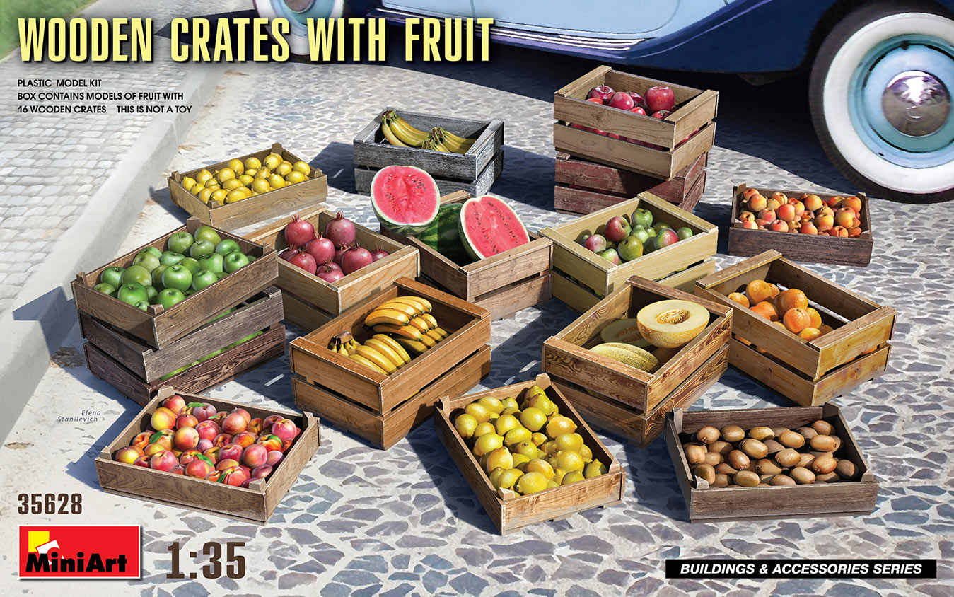 MiniArt MT35628 Wooden Crates with Fruit (16 Crates) 1:35