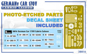 MiniArt MT38016 German Car 170V Cabrio Saloon w/2 Figs 1:35