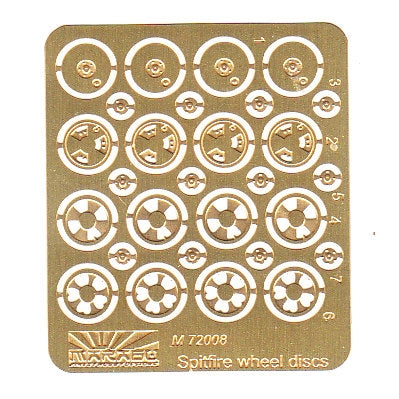Marabu Design MUDM72008 1:72 Spitfire wheel discs--Pe set of wheel discs