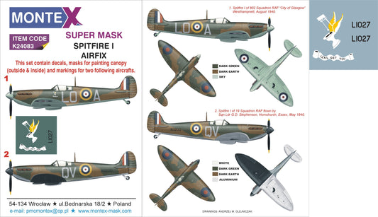 Montex MXK24083 1:24 Supermarine Spitfire Mk.I 2 canopy mask