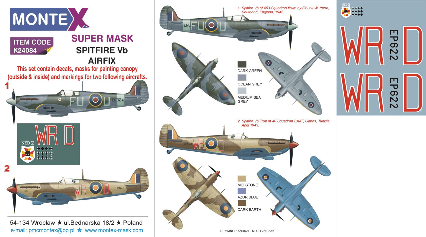 Montex MXK24084 1:24 Supermarine Spitfire Mk.Vb 2 canopy mask