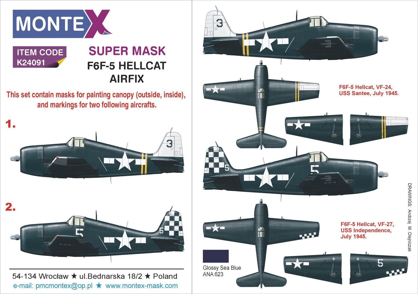 Montex MXK24091 1:24 Grumman F6F-5 Hellcat 2 canopy frame paint mask