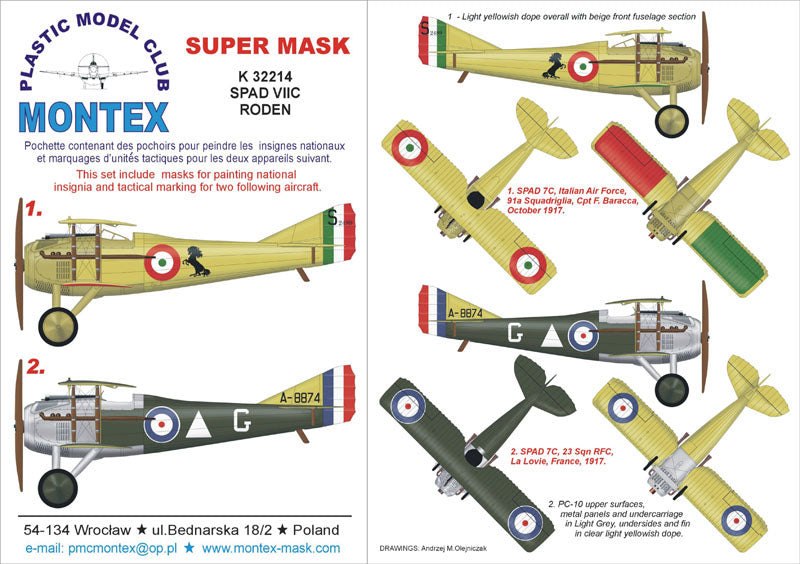 Montex MXK32214 1:32 Spad VIIC.1 2 insignia masks