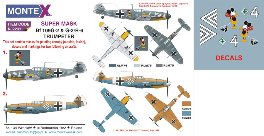 Montex MXK32231 1:32 Messerschmitt Bf-109G-2 & G-2/R-6