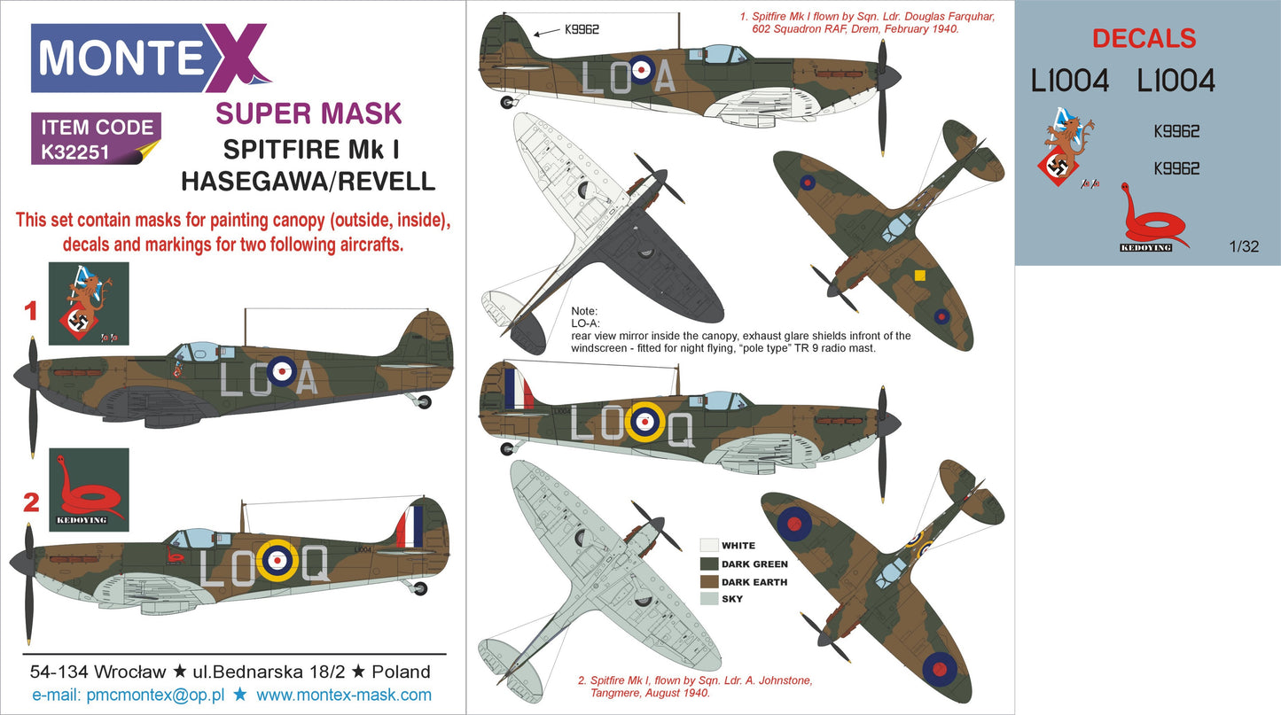 Montex MXK32251 1:32 Supermarine Spitfire Mk.I