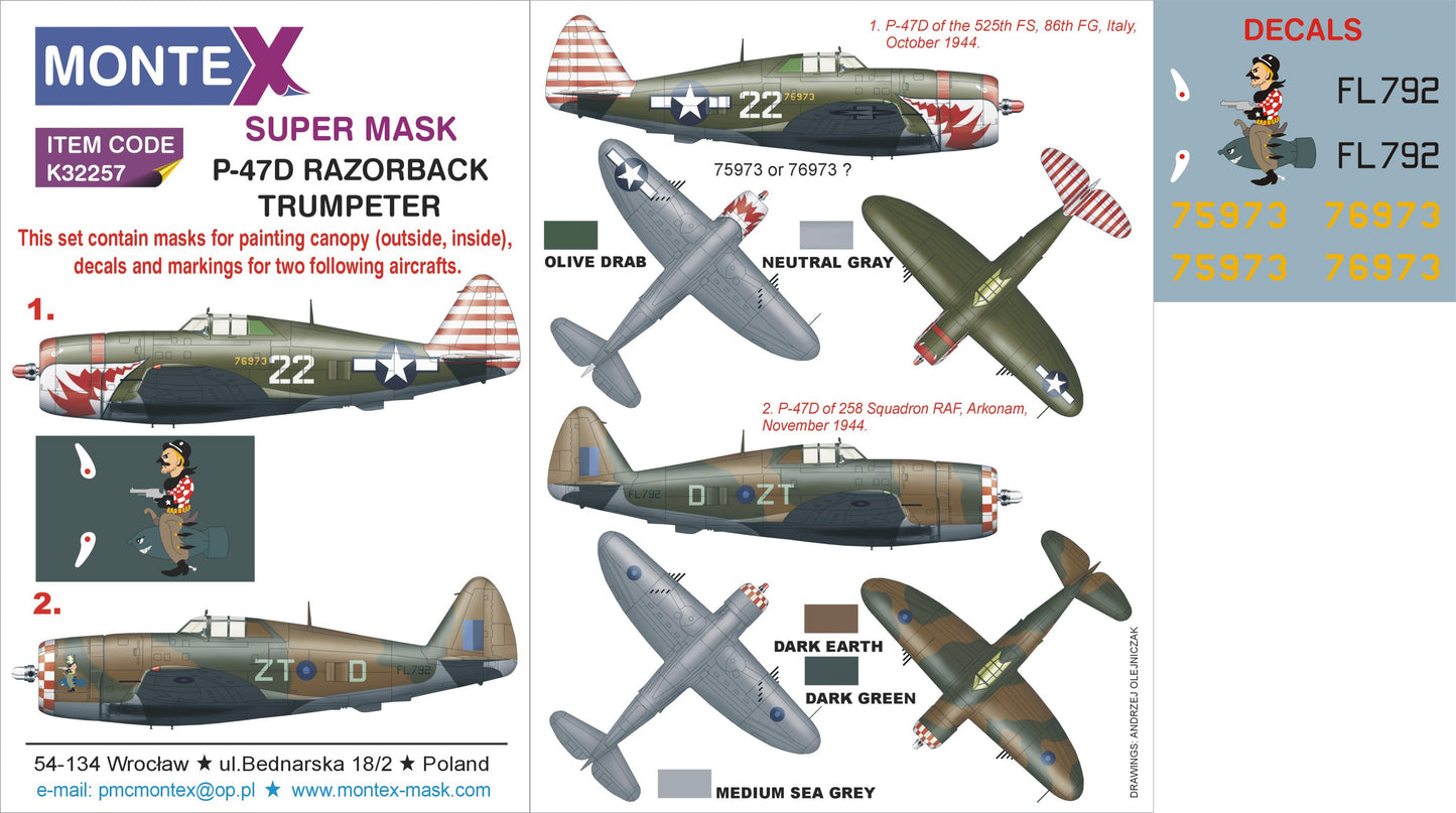 Montex MXK32257 1:32 Republic P-47D Thunderbolt RAZORBACK