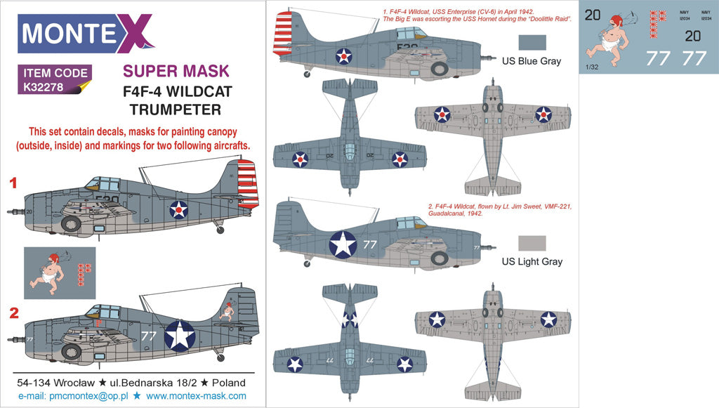 Montex MXK32278 1:32 Grumman F4F-4 WILDCAT