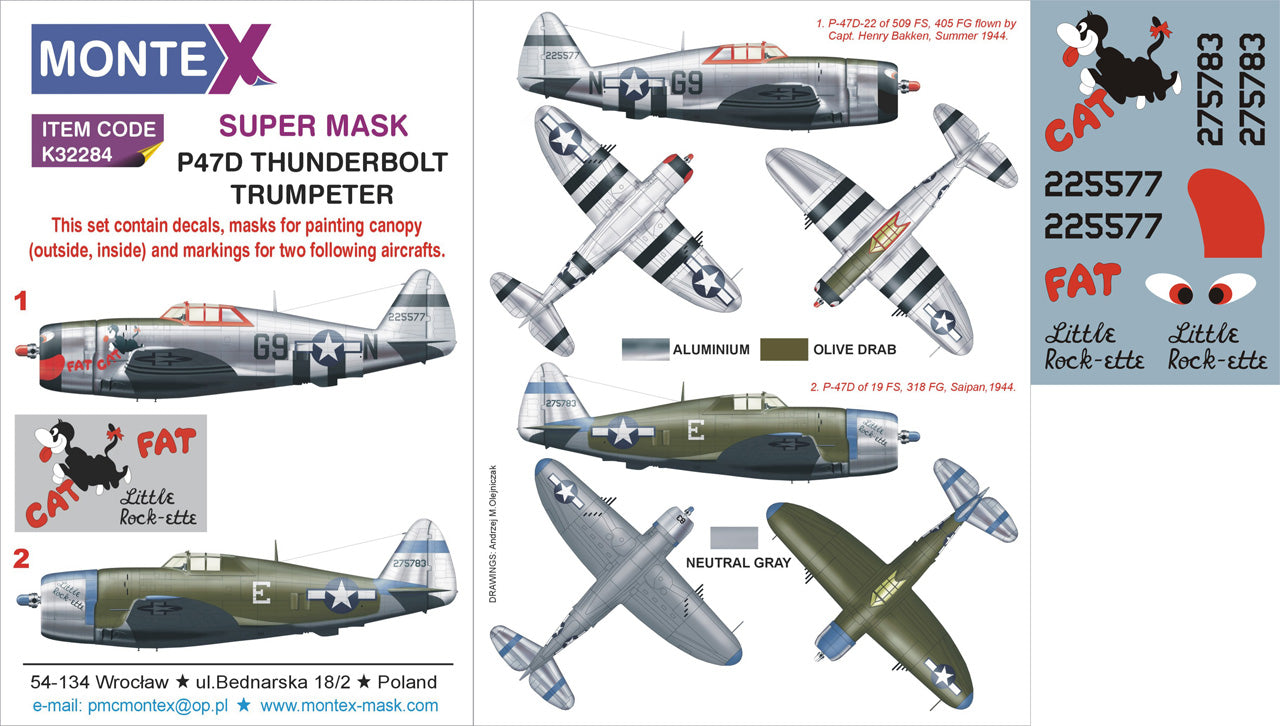 Montex MXK32284 1:32 Republic P-47D Thunderbolt RAZORBACK 2 canopy mask