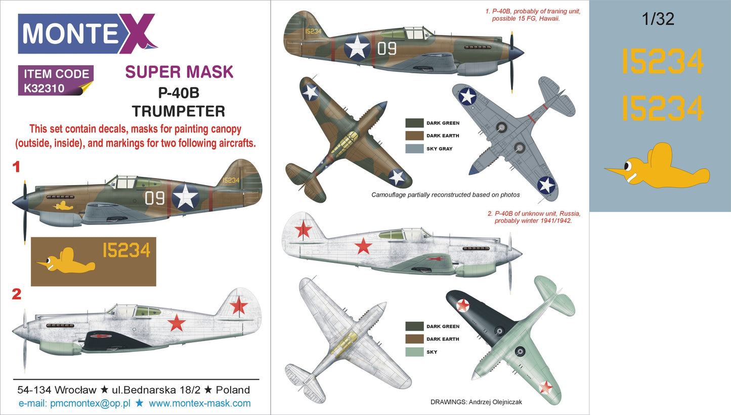 Montex MXK32310 1:32 Curtiss P-40B Tomahawk
