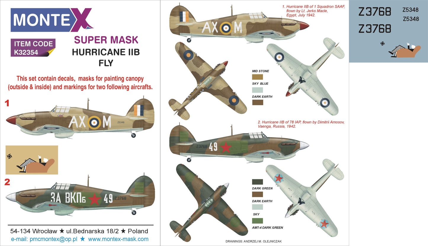 Montex MXK32354 1:32 Hawker Hurricane Mk.IIb 2 canopy mask