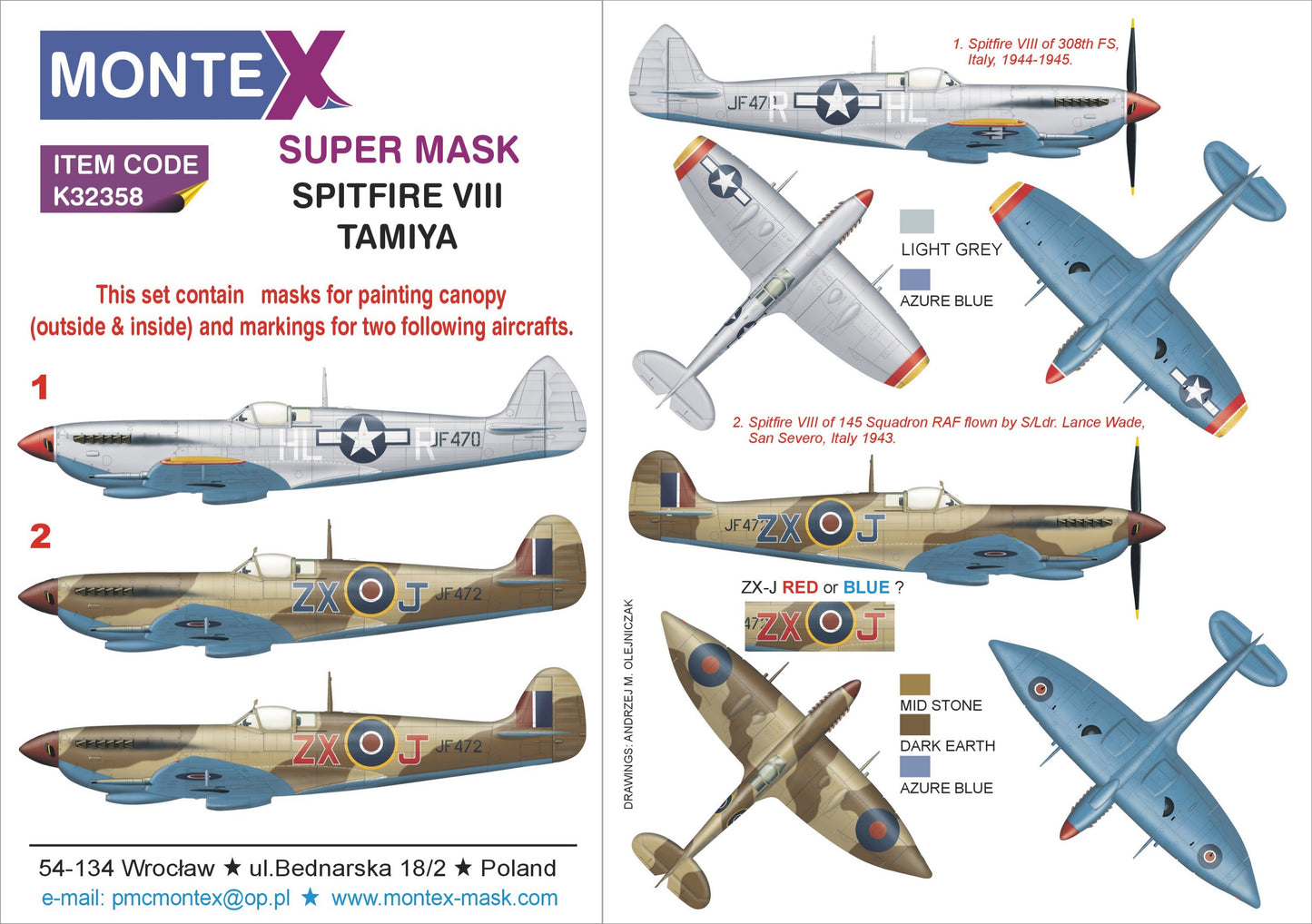 Montex MXK32358 1:32 Supermarine Spitfire Mk.VIII 2 canopy mask