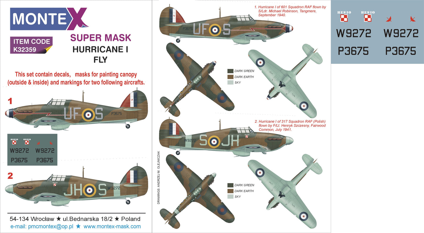Montex MXK32359 1:32 Hawker Hurricane Mk.I 2 canopy mask