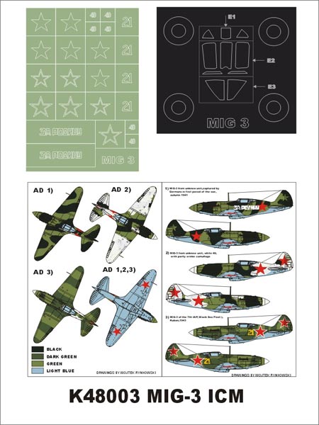 Montex MXK48003 1:48 Mikoyan MiG-3 1 canopy mask