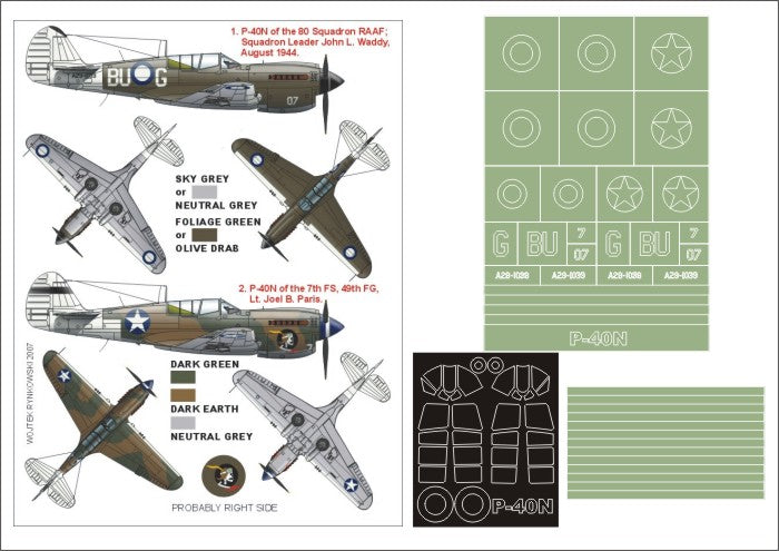 Montex MXK48142 1:48 Curtiss P-40N Warhawk