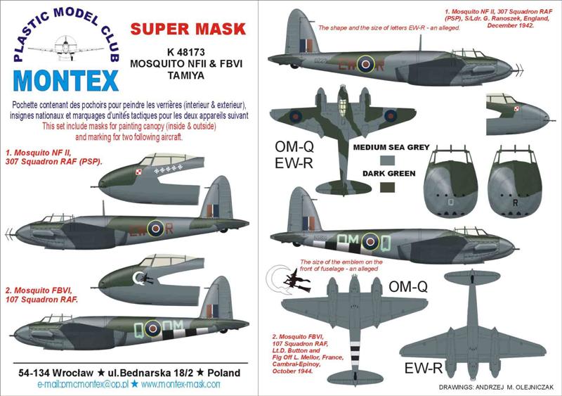 Montex MXK48173 1:48 de Havilland Mosquito NF Mk.II & Mk.VI 1 canopy mask