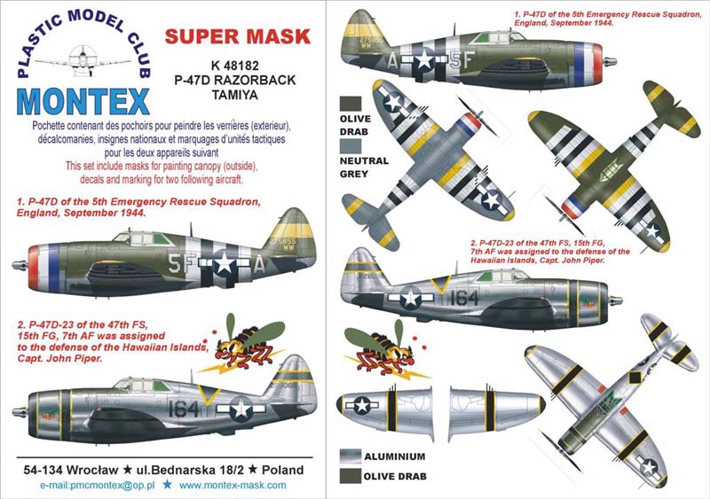 Montex MXK48182 1:48 Republic P-47D Thunderbolt RAZORBACK 1 canopy mask