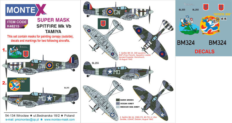 Montex MXK48215 1:48 Supermarine Spitfire Mk.Vb 1 canopy mask